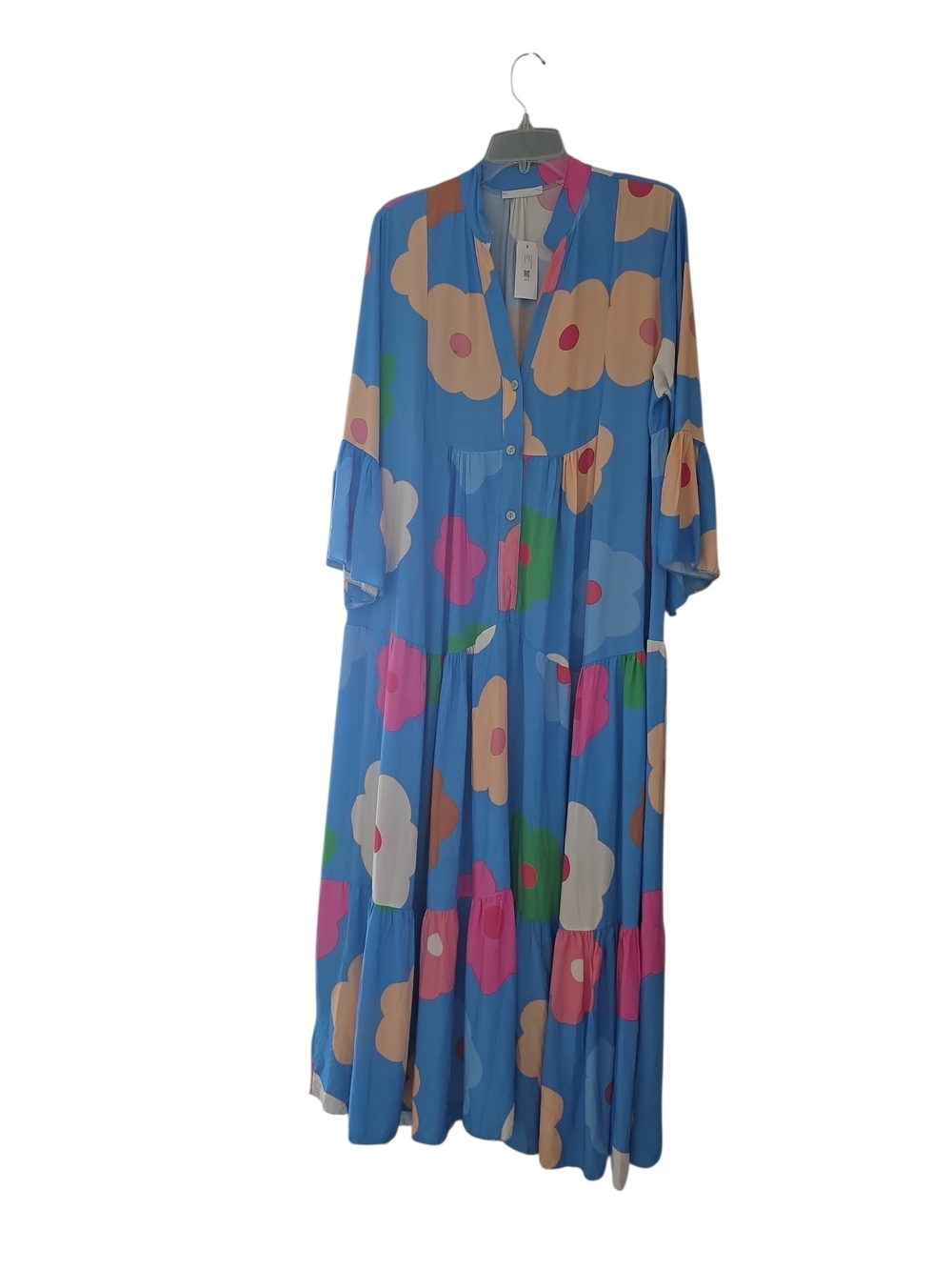 Step Blue Floral Button-Front Maxi Dress